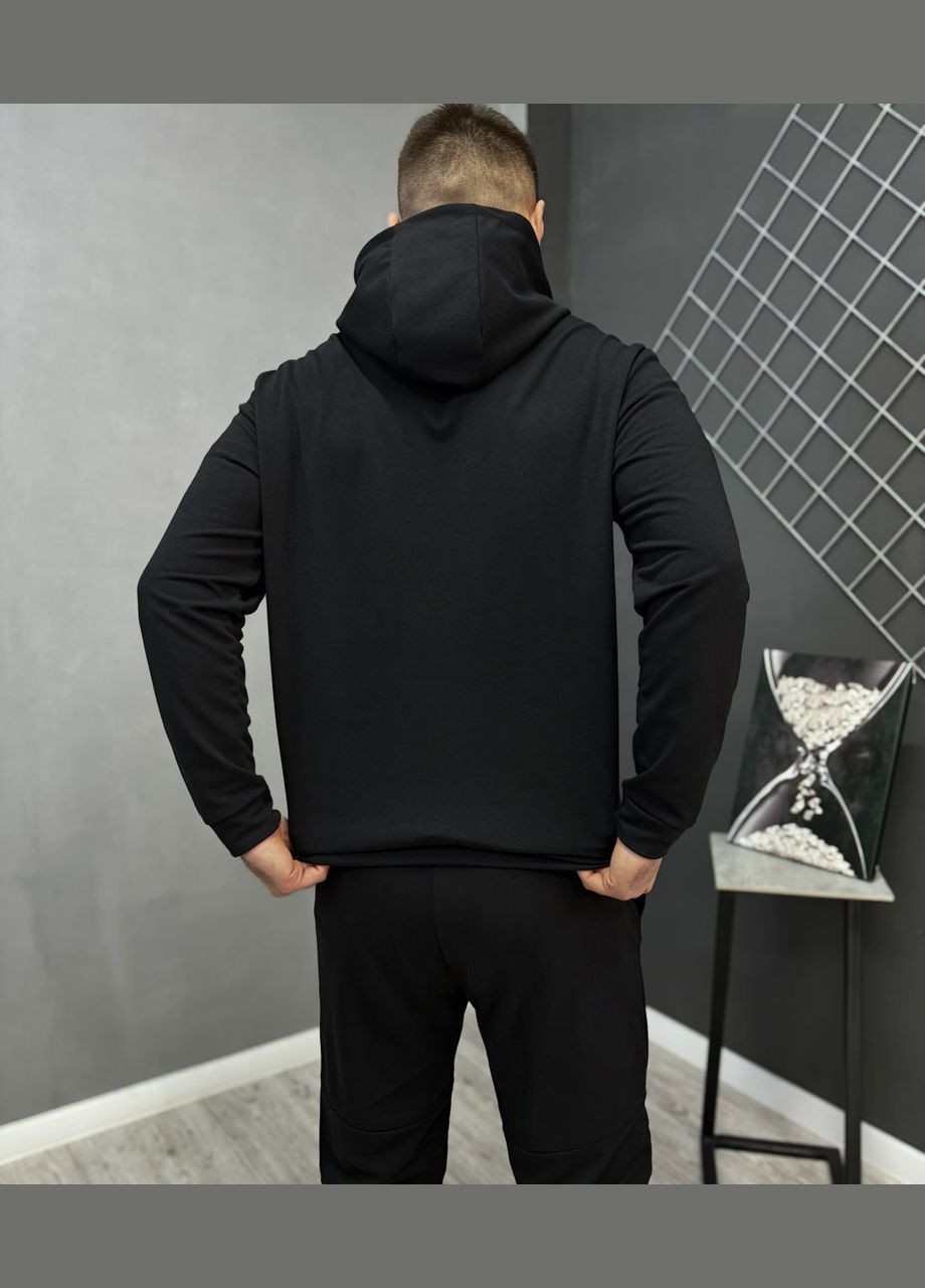 Чорний демісезонний демісезонний спортивний костюм навушники чорний худі + штани (двонитка) Vakko
