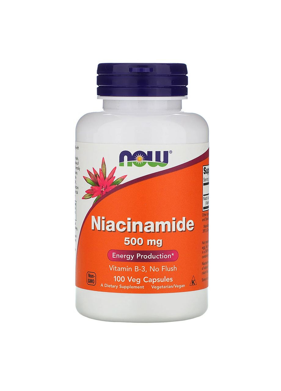 Ніацинамід 500 мг Niacinamide вітамін B3 100 вегетаріанських капсул Now Foods (285217964)