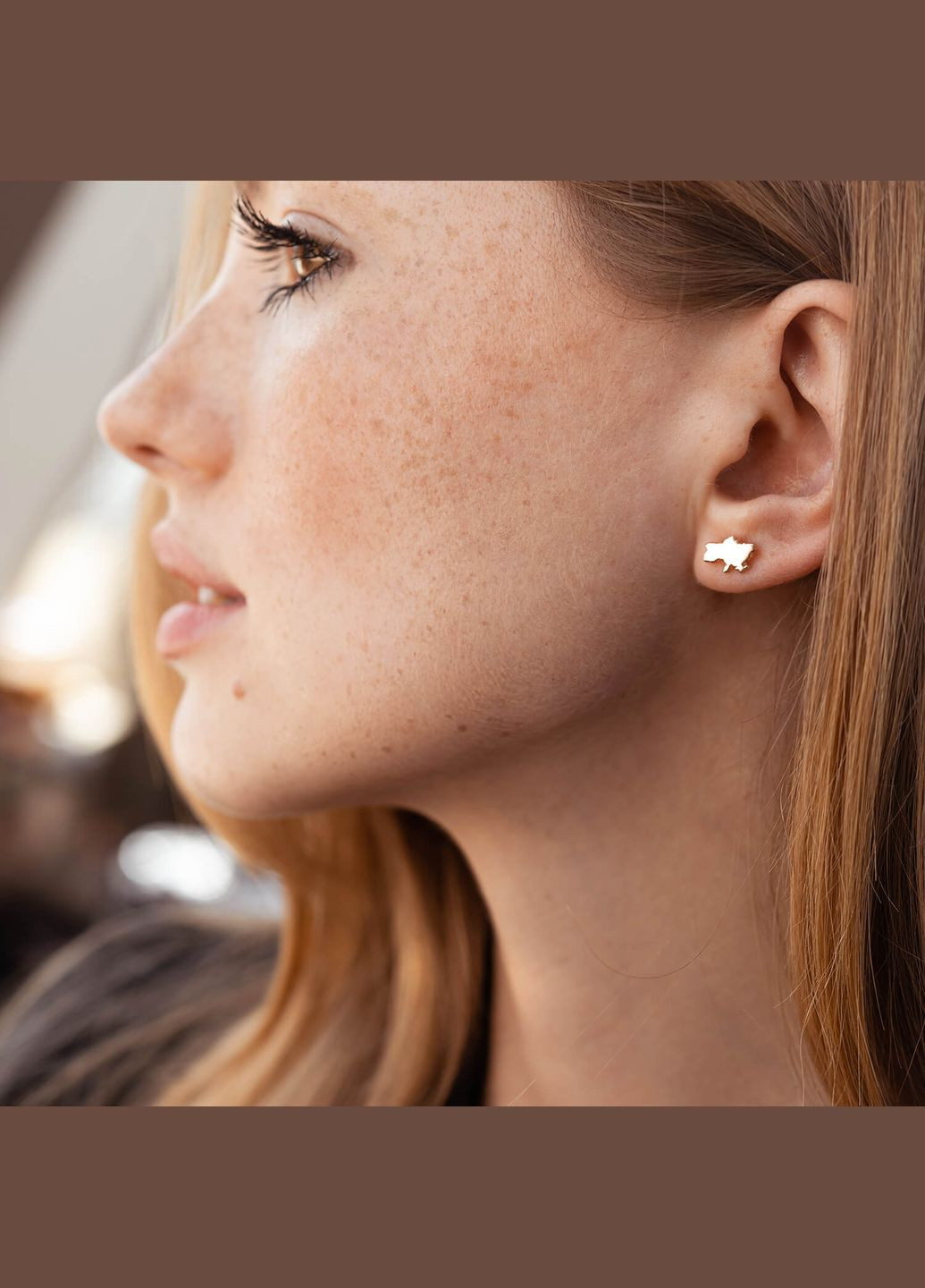 Золотые серьги - пусеты Карта Украины с07940 Oniks (264644362)