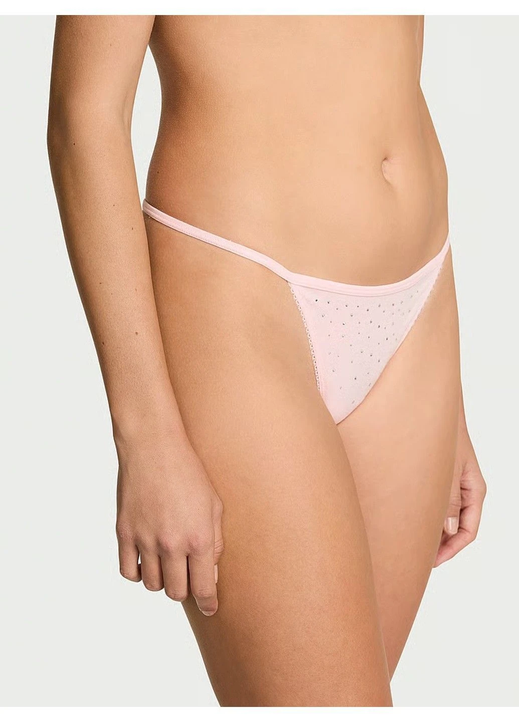 Трусики стрінги Stretch Cotton Sparkle V-String Panty Victoria's Secret (393973651)