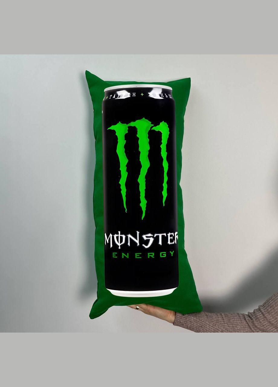 Подушка з принтом габардинова Монстер чорний, зелена 35х75 (650) Hand Made (350942161)