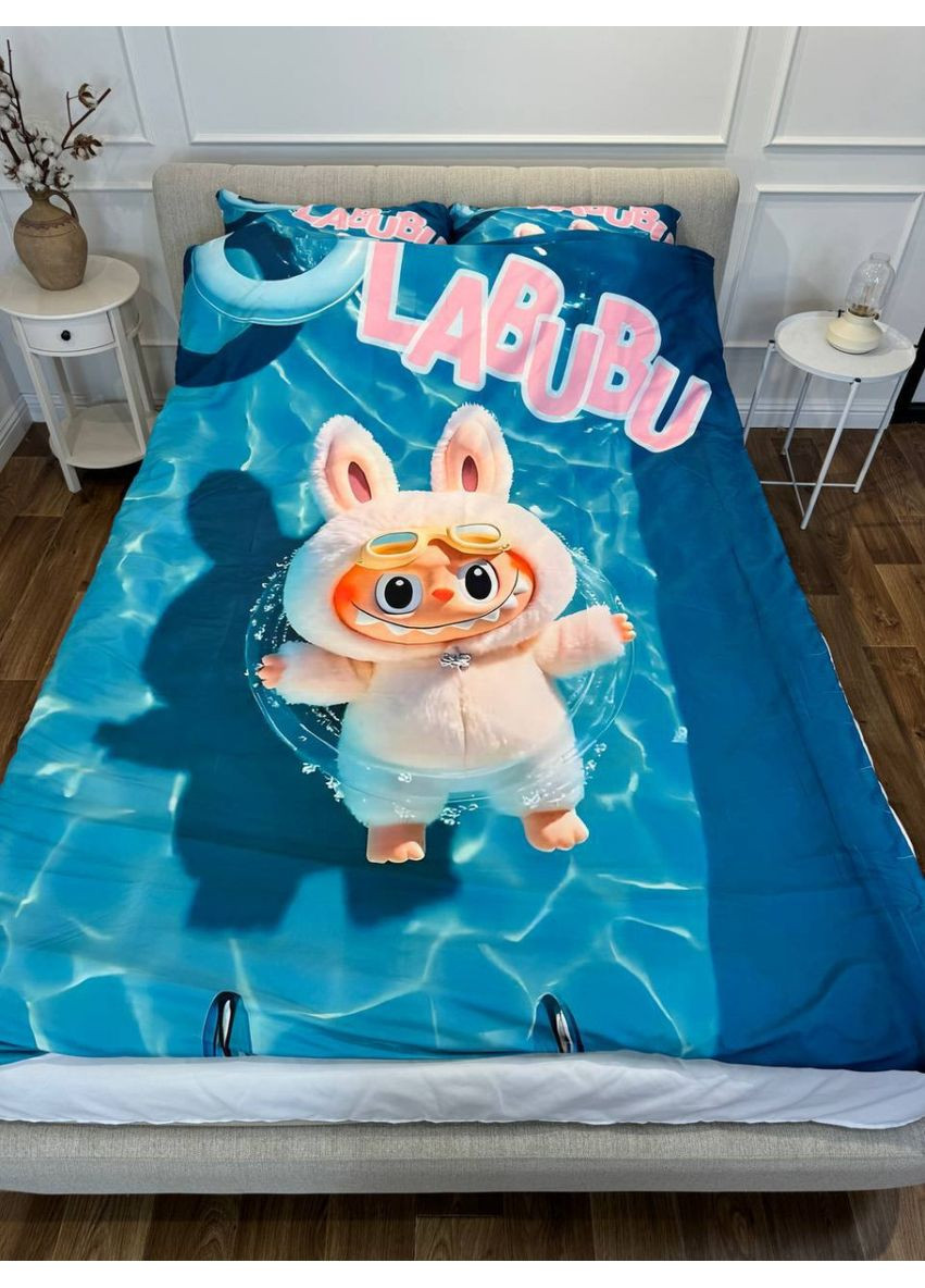 Постільна білизна 3D полуторна з мікросатину Лабубу №7 31369 150х215 см 50х70 см FlexDress (366574427)