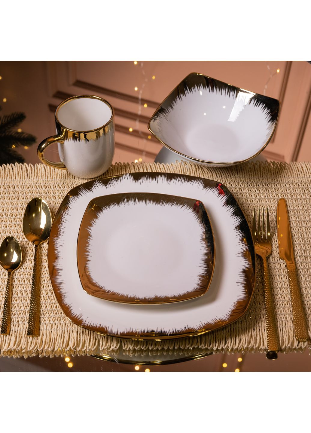 Столовый сервиз фарфоровый Luxury Golden 24 предмета на 6 персон Yiwu (368766095)