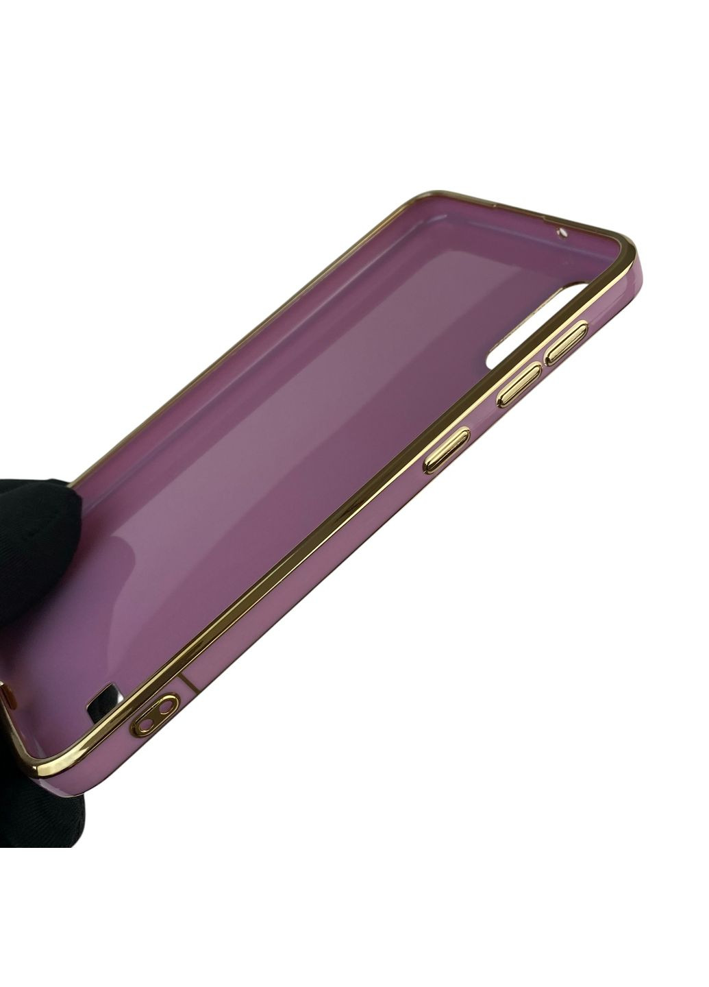 Чохол для Galaxy M10 (SM-M105F) глянцевий із захистом камери із золотою окантовкою на самсунг м10 чорничний gs1 Samsung (366227966)