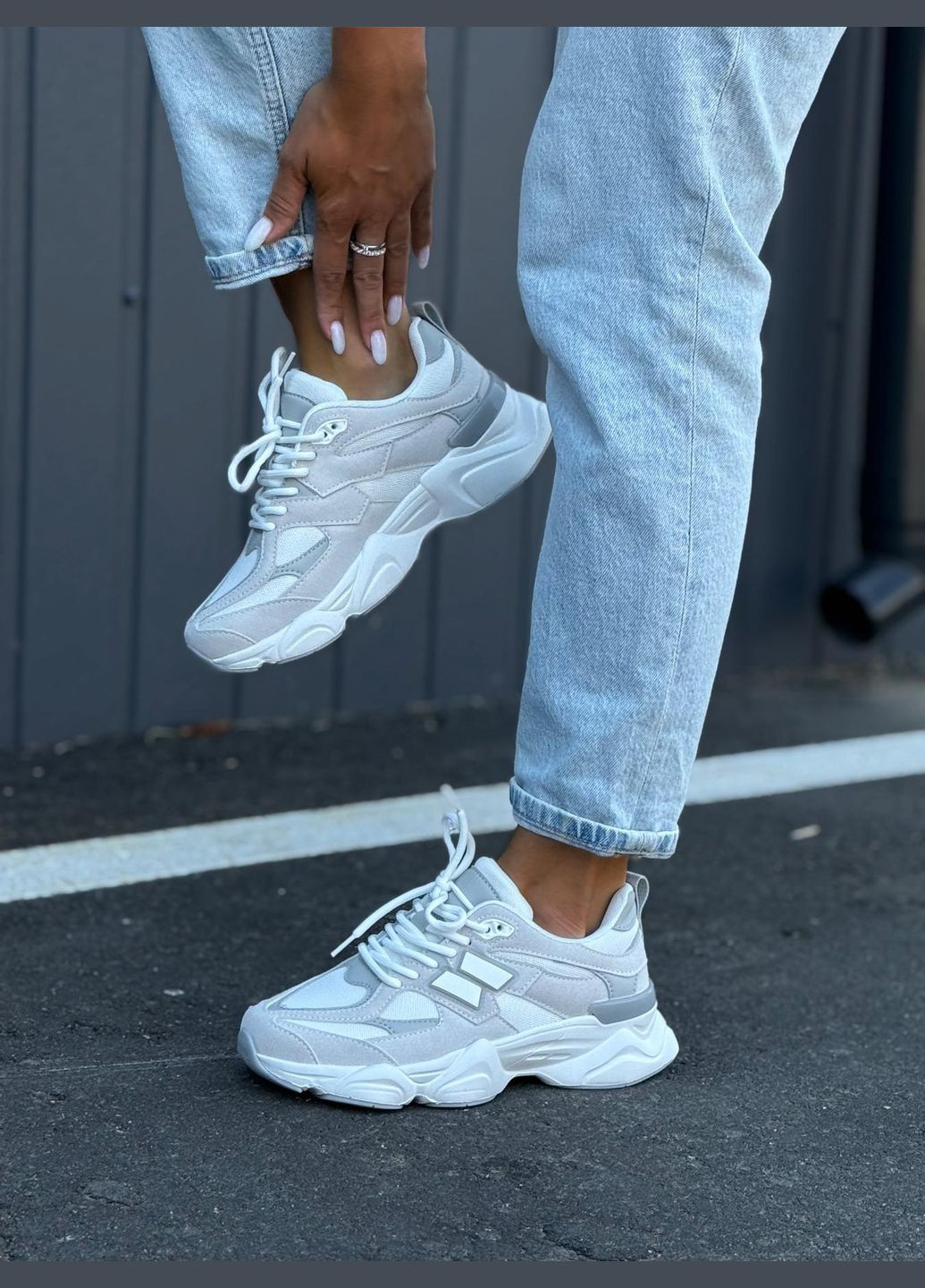 Сірі жіночі кросівки сірі замш/текстиль на кожен день No Brand