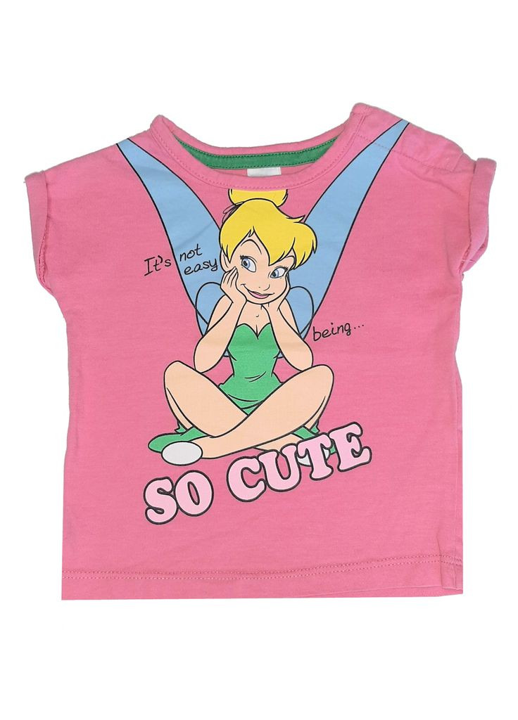 Розовая демисезонная футболка хлопковая з принтом для девочки bdo44328 Disney