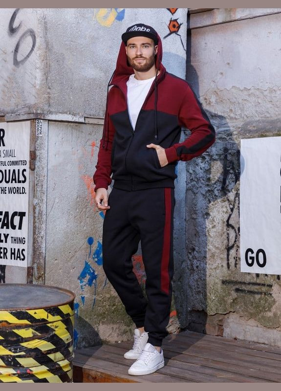 Спортивный костюм GN-442 черно-бордовый ISSA PLUS (301277171)