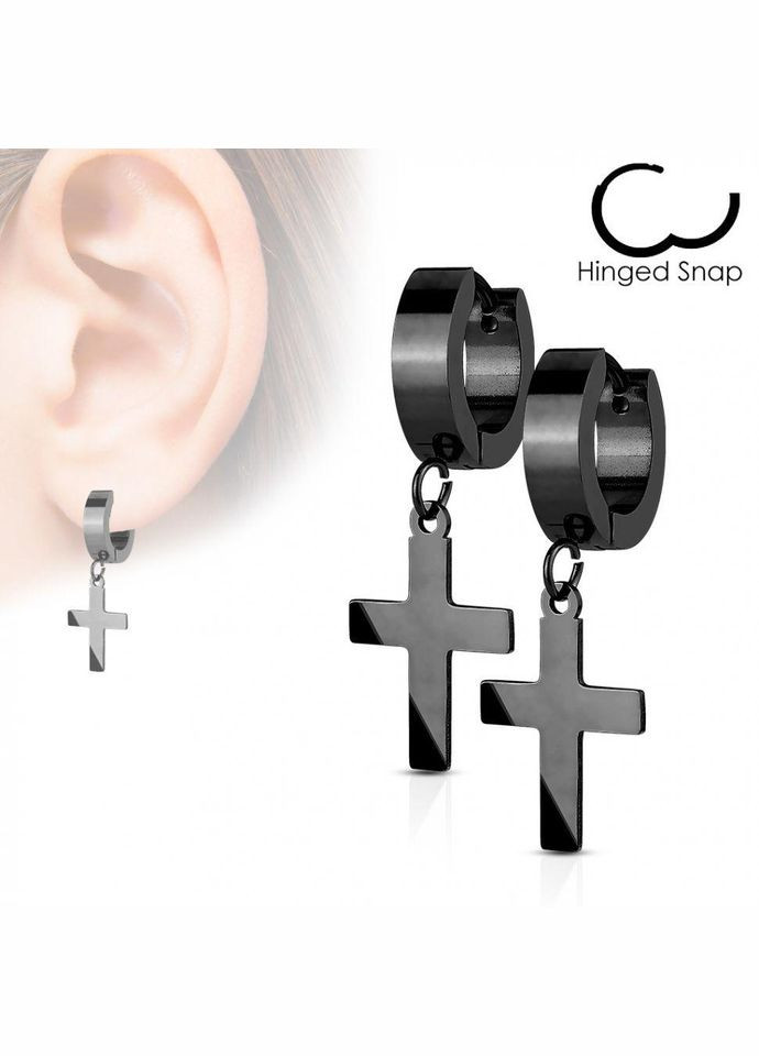 Серьги-кольца из стали SE2079-K с крестами Spikes (317171471)