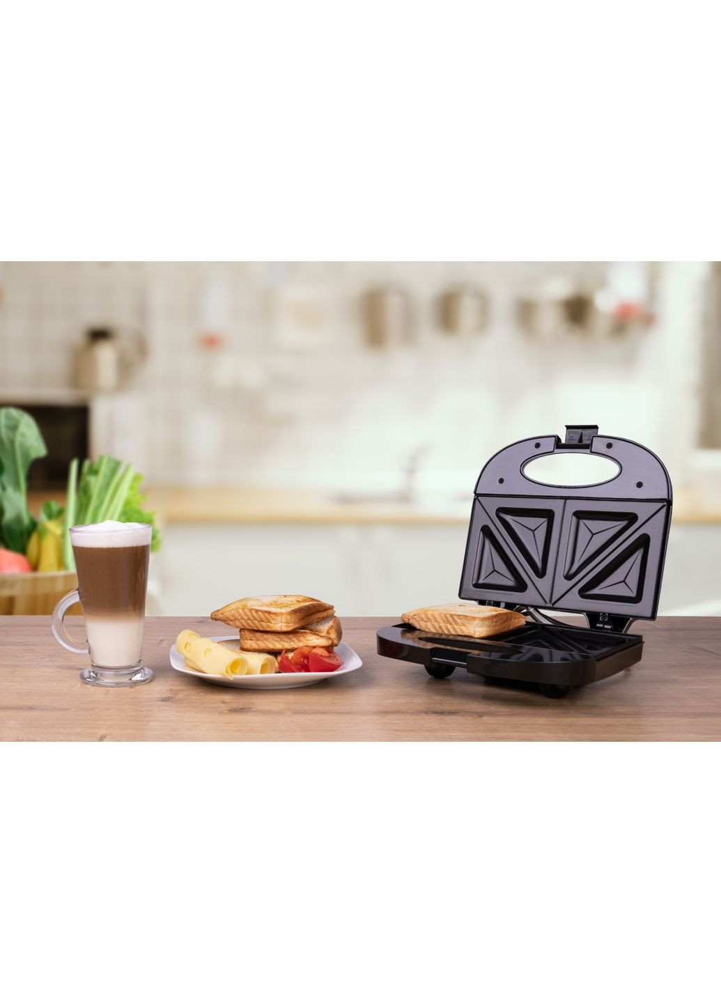 Сендвічниця MS 3032 850Вт/ незмінні пластини/ вертикальне зберігання/ чорна Mesko (360400281)