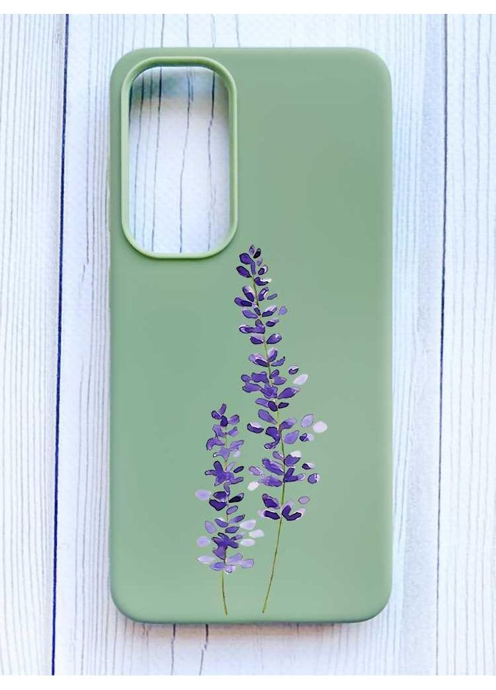 Матовий оливковий чохол на Samsung Galaxy S24 FE Фіолетові квіти (принт 279) Creative (355390315)