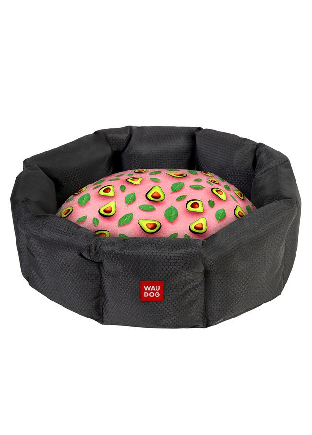 Лежанка для собак Relax, рисунок "Авокадо на розовом", L, Ш 49 см, Дл 59 см, В 20 см WAUDOG (332879749)