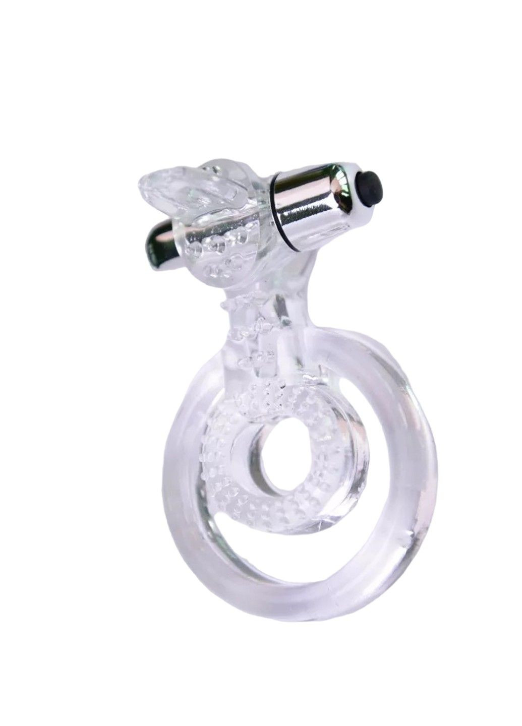 Прозоре ерекційне віброкільце подвійне з язичком We Love (284279544)