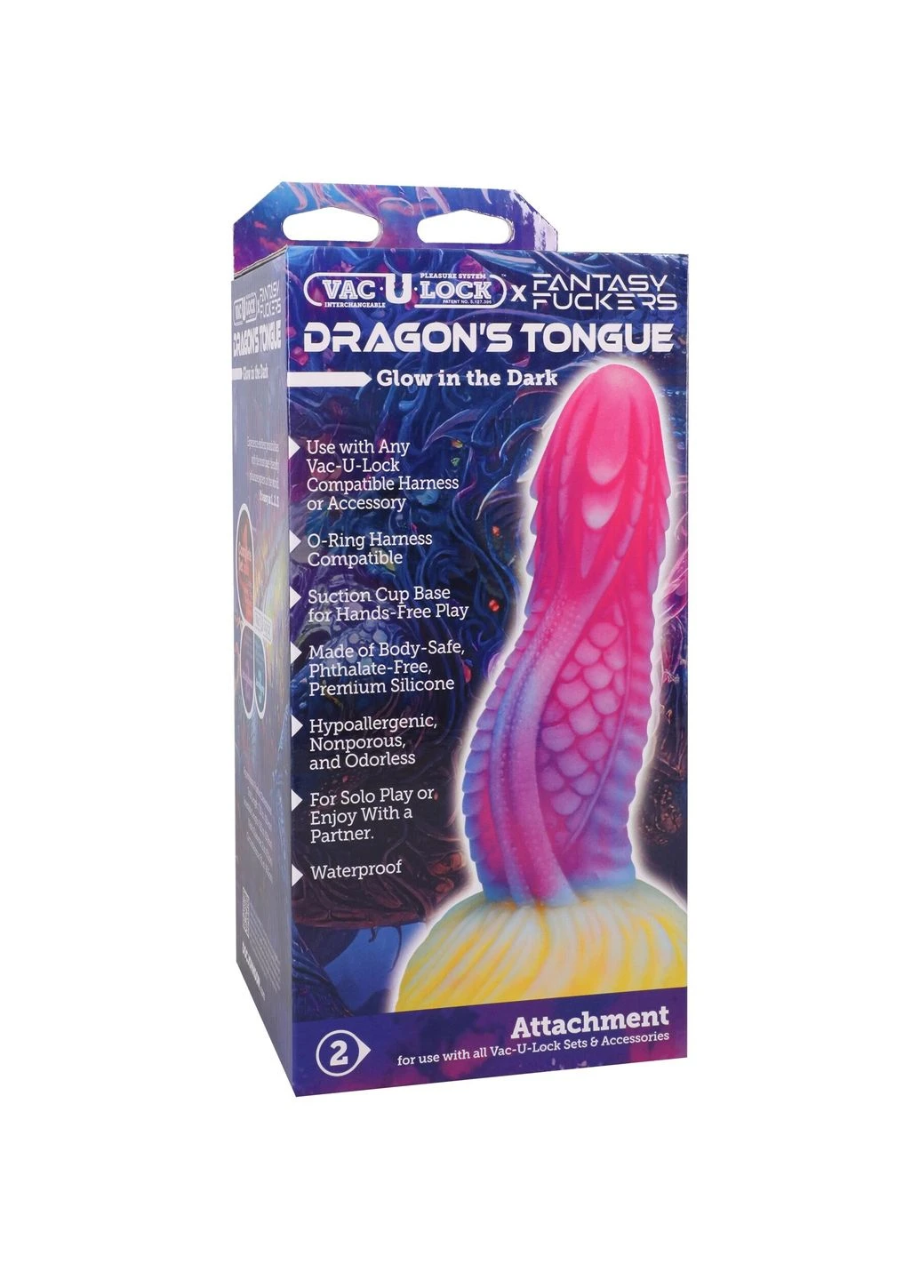 Фэнтезийный фаллоимитатор Vac-U-Lock x Fantasy Fuckers Dragon's Tongue Doc Johnson (400432467)