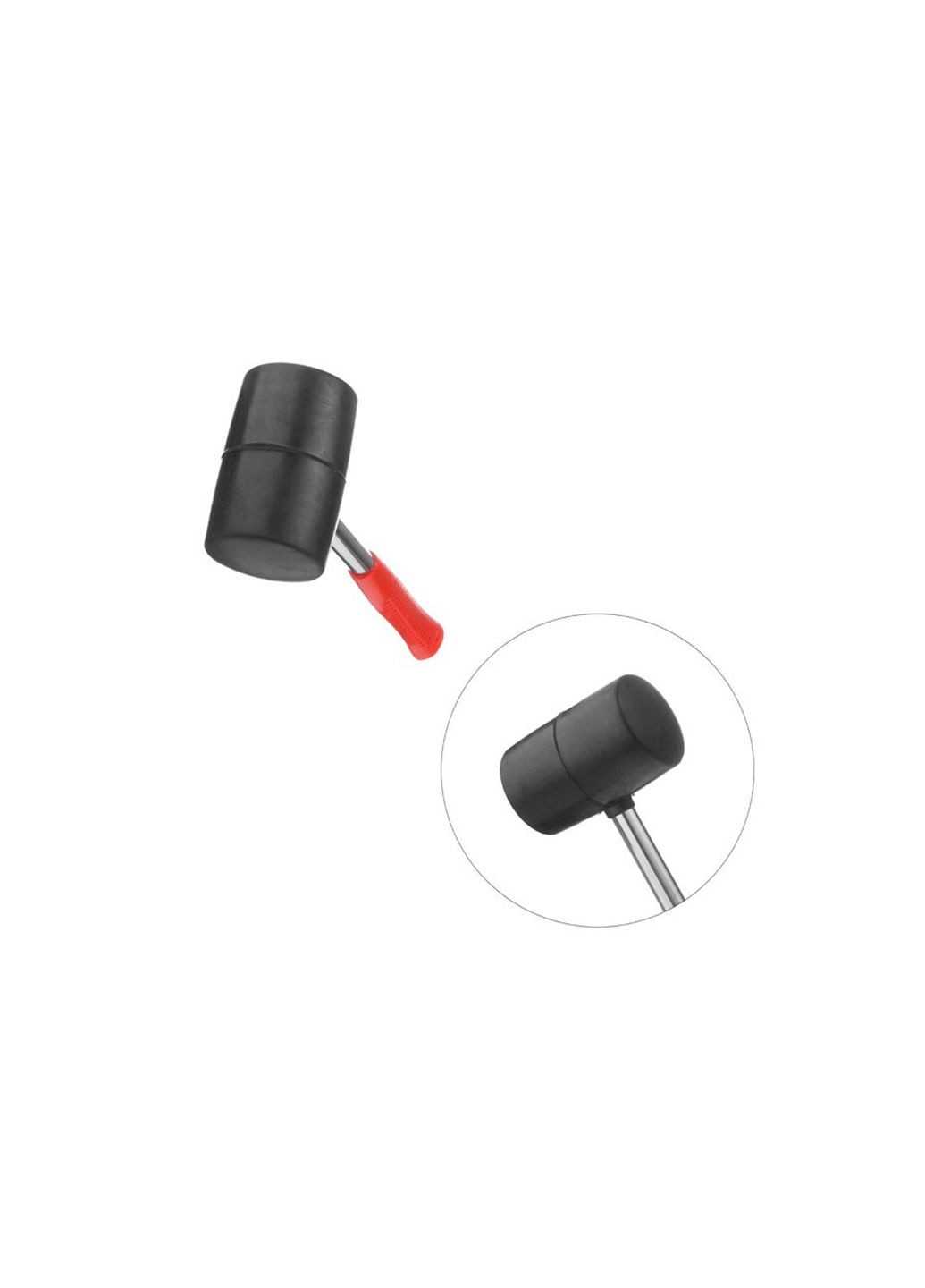 Киянка гумова 680 г для будівельних робіт із металевою ручкою, діаметр 80 мм, чорна Intertool (334318439)