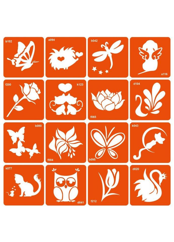 Набор трафаретов для биотату "Микс для девочек №2" mix_for_girls_simple_2-16 No Brand (330604970)