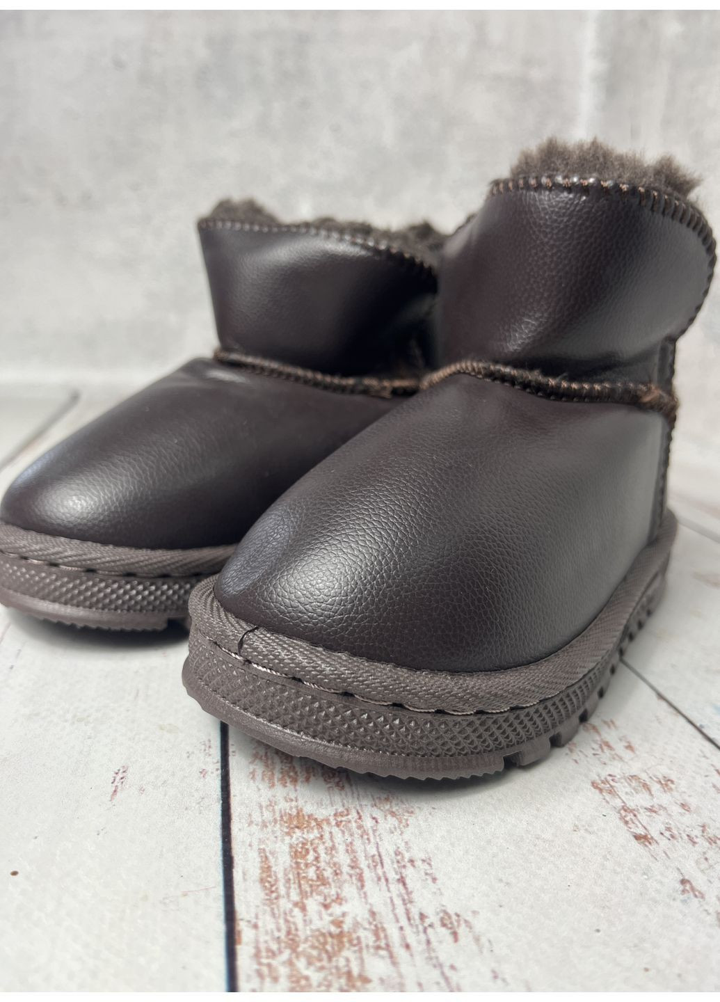 Темно-коричневые угги зимние детские темно-коричневый (393) G&S