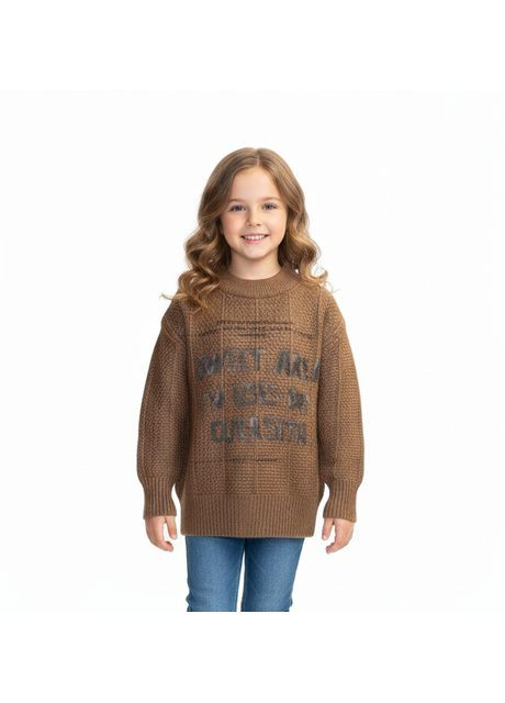 Коричневий зимовий светр дитячий коричневий для дівчинки (856) 116-122 Yalisi