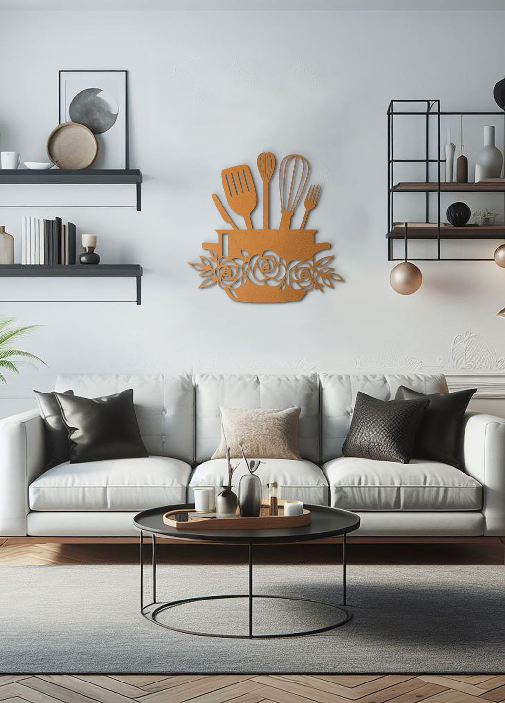 Деревянная картина на кухню, декоративное панно из дерева "Кастрюля хозяйки", стиль лофт 35х38 см Woodyard (292013305)