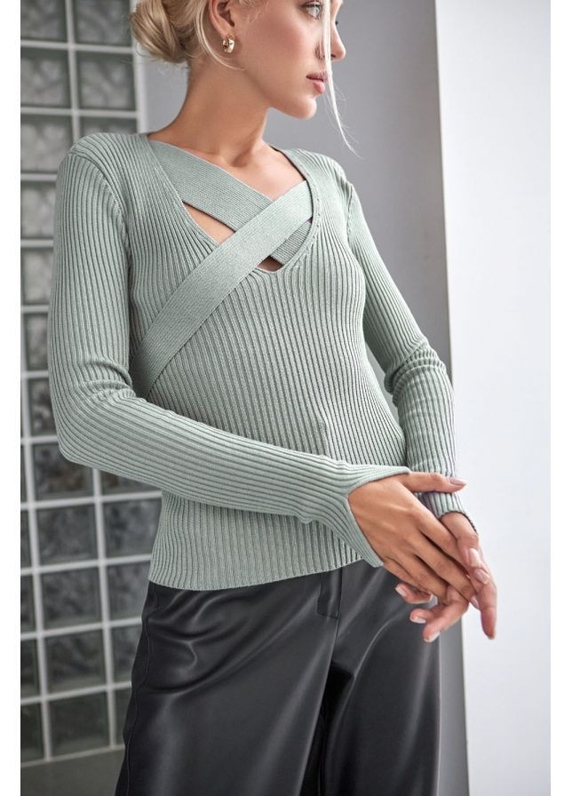 Зеленый джемпер с завязками 1669 г белый Triko Bakh