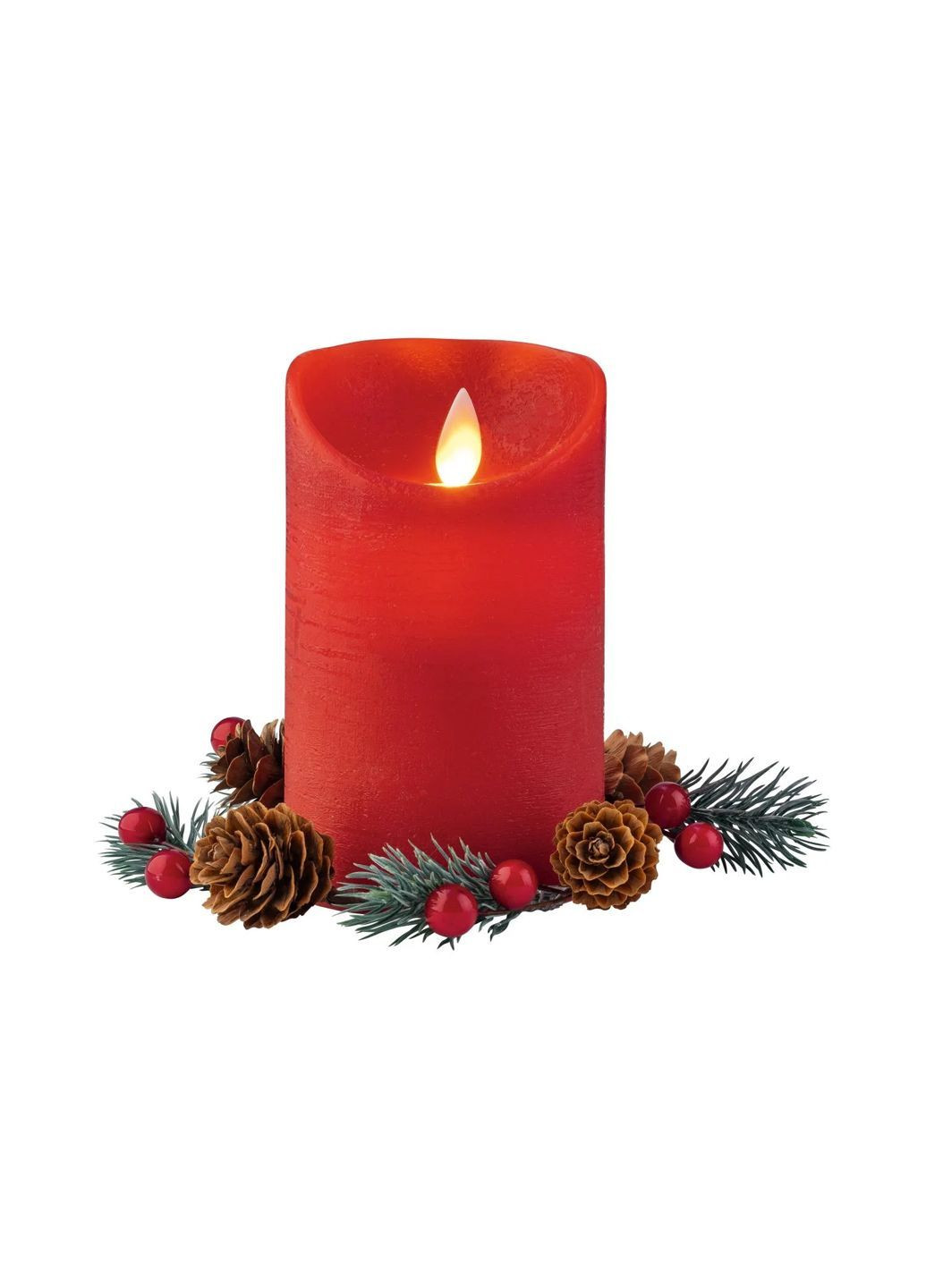 Рождественская LED свеча парафиновая на батарейках 7,5х7,5х12,5 см красная Livarno home (362495689)