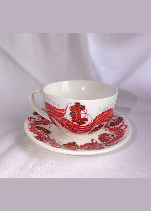 Чашка белая фарфоровая с авторской росписью ручной работы "Калина красная" No Brand (349843286)