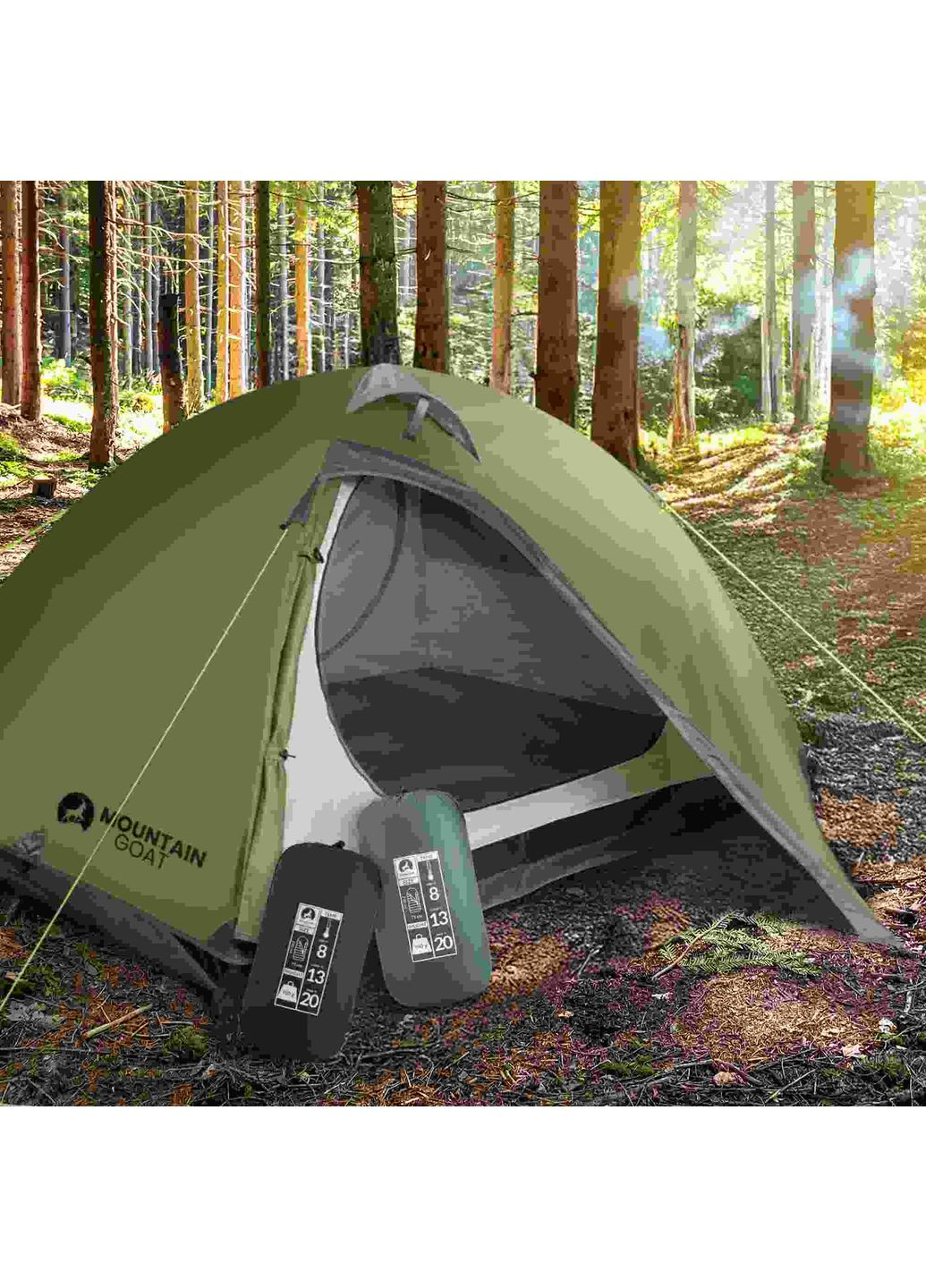 Намет туристичний двомісний для двох P-5905973406567 Зелений Mountain (352475250)