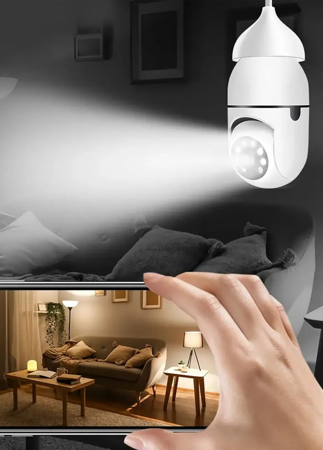 Камера-лампочка для дачі. Бездротова поворотна Wi-Fi камера день/ніч Tik-Tak (362297948)