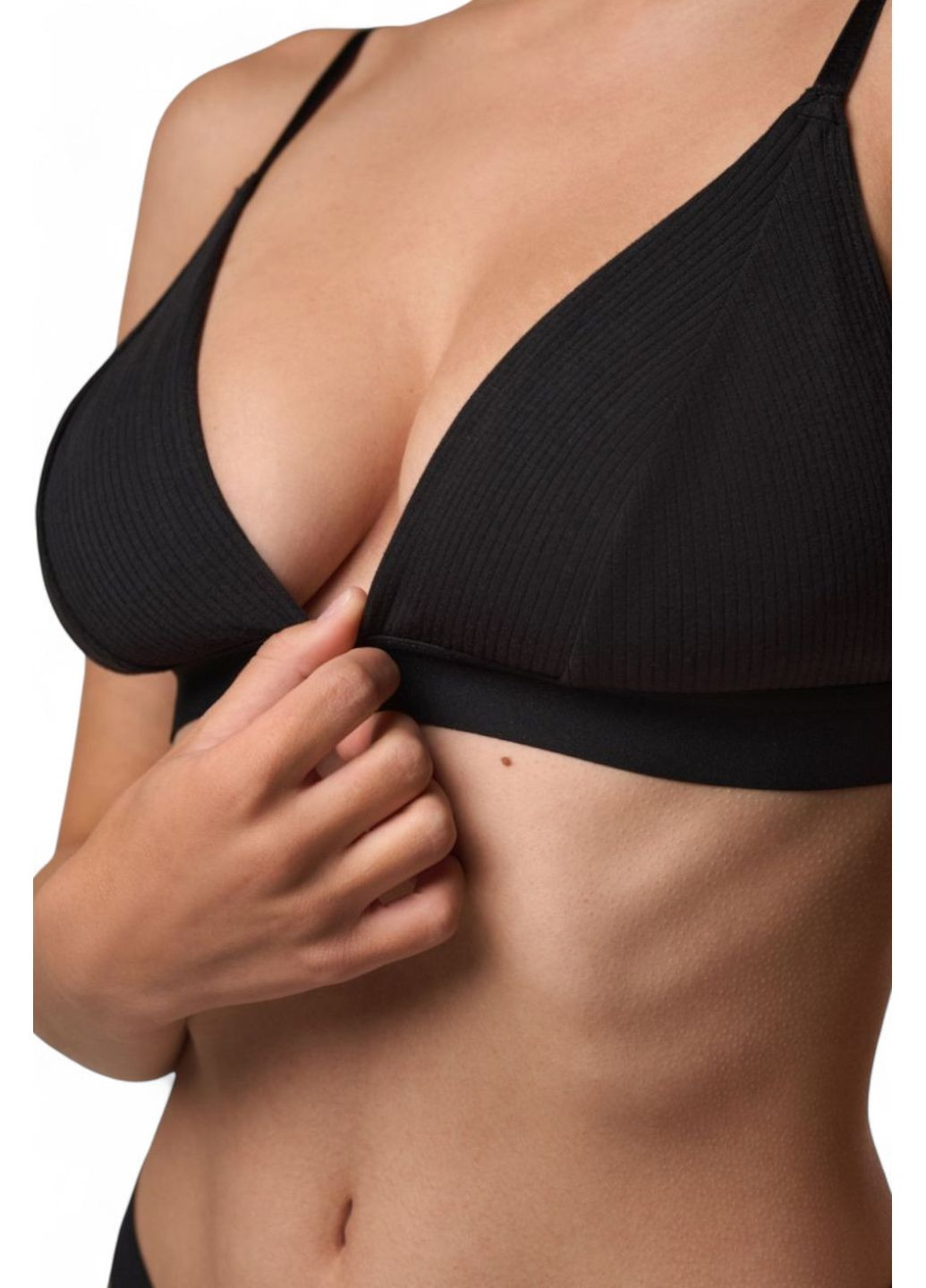 Чёрный бюстгальтер-топ хлопковый треугольной формы l1530a selena Luna хлопок