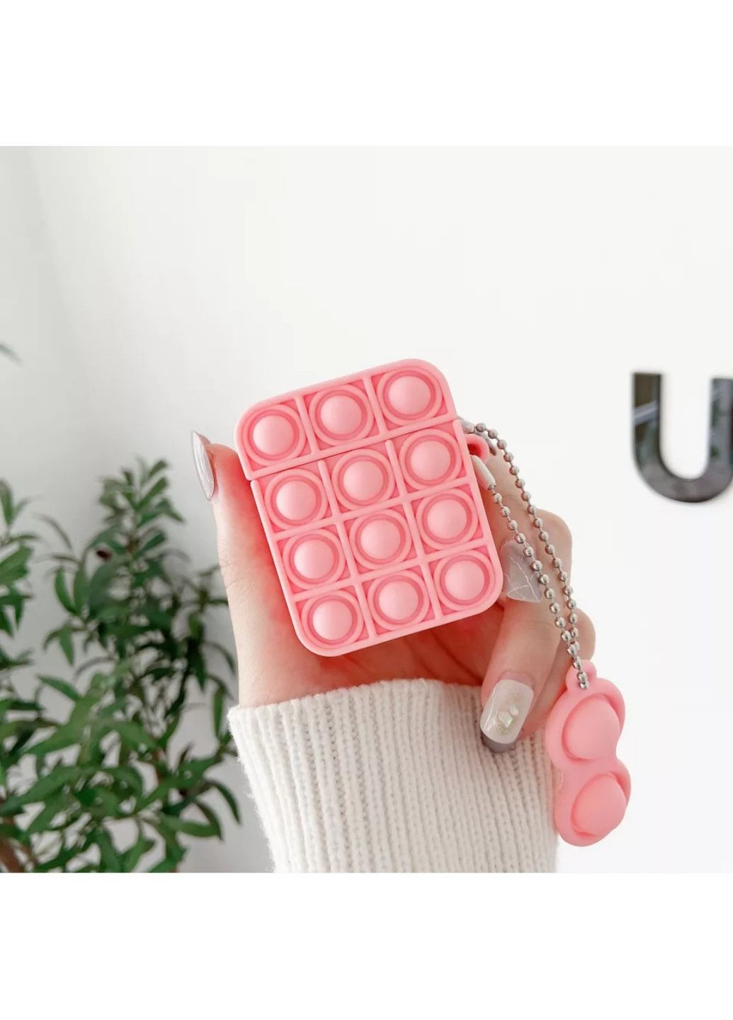 Чохол Pop it для навушників AirPods 1, 2 Попіт рожевий силіконовий Trends Airpods 1/2 (360897169)