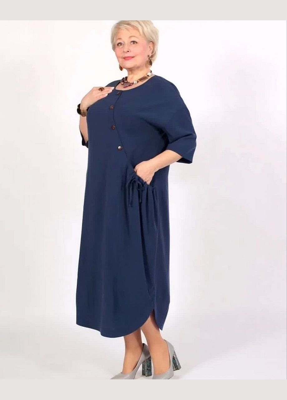 Синя ділова, повсякденний, кежуал жіноча сукня Style Point однотонна