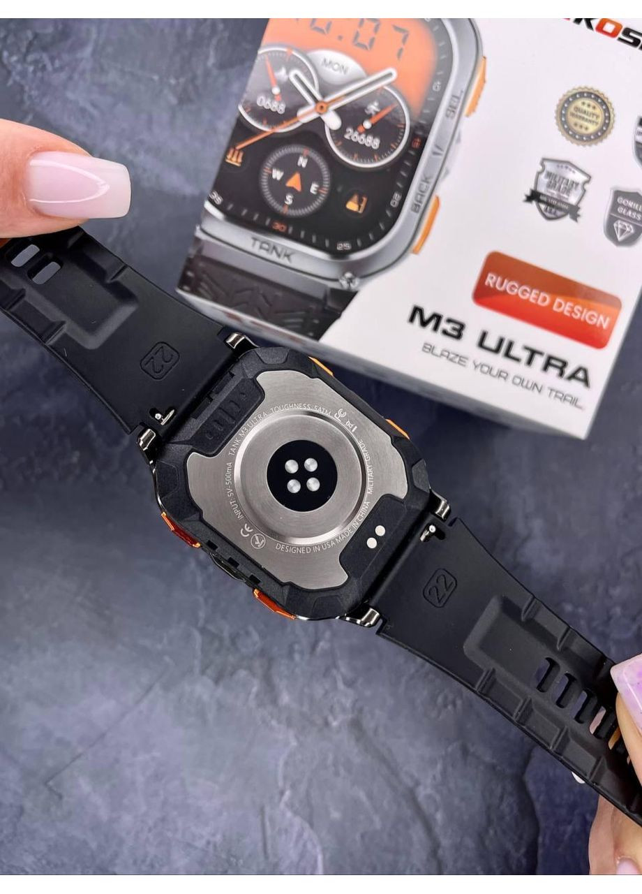 Умные смарт-часы противоударные TANK M3 ULTRA, Black Kospet (353497813)