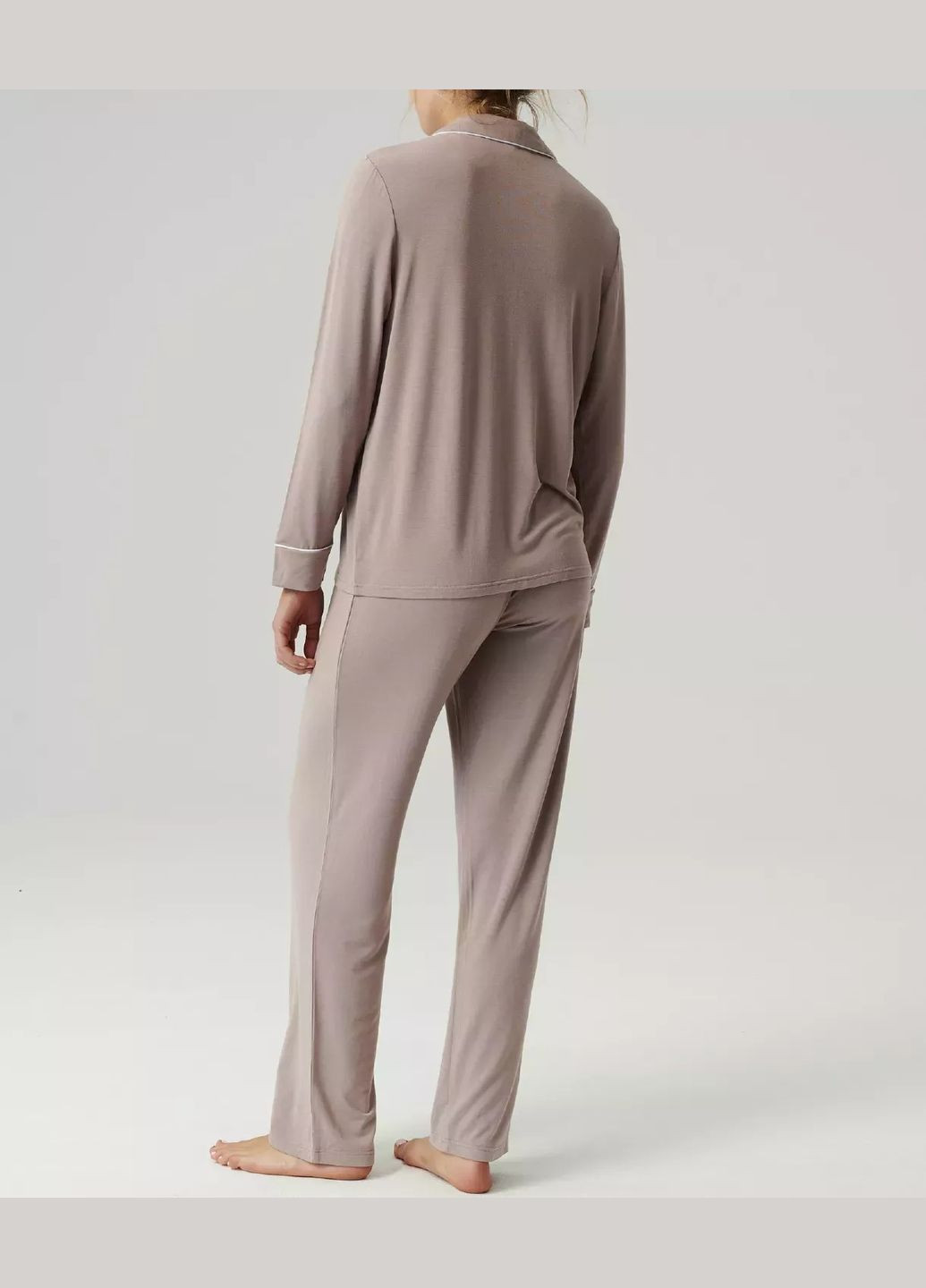 Розово-коричневая всесезон женская пижама рубашка + брюки Atlantic