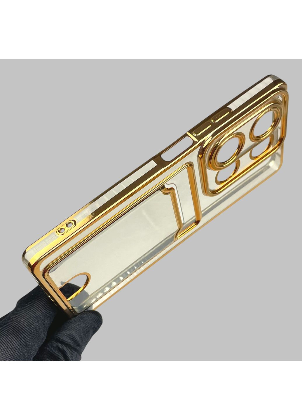 Чехол для POCO M6 Pro 4G с золотой окантовкой с карманом для карт на сяоми поко м6 про золотой Xiaomi (366022545)