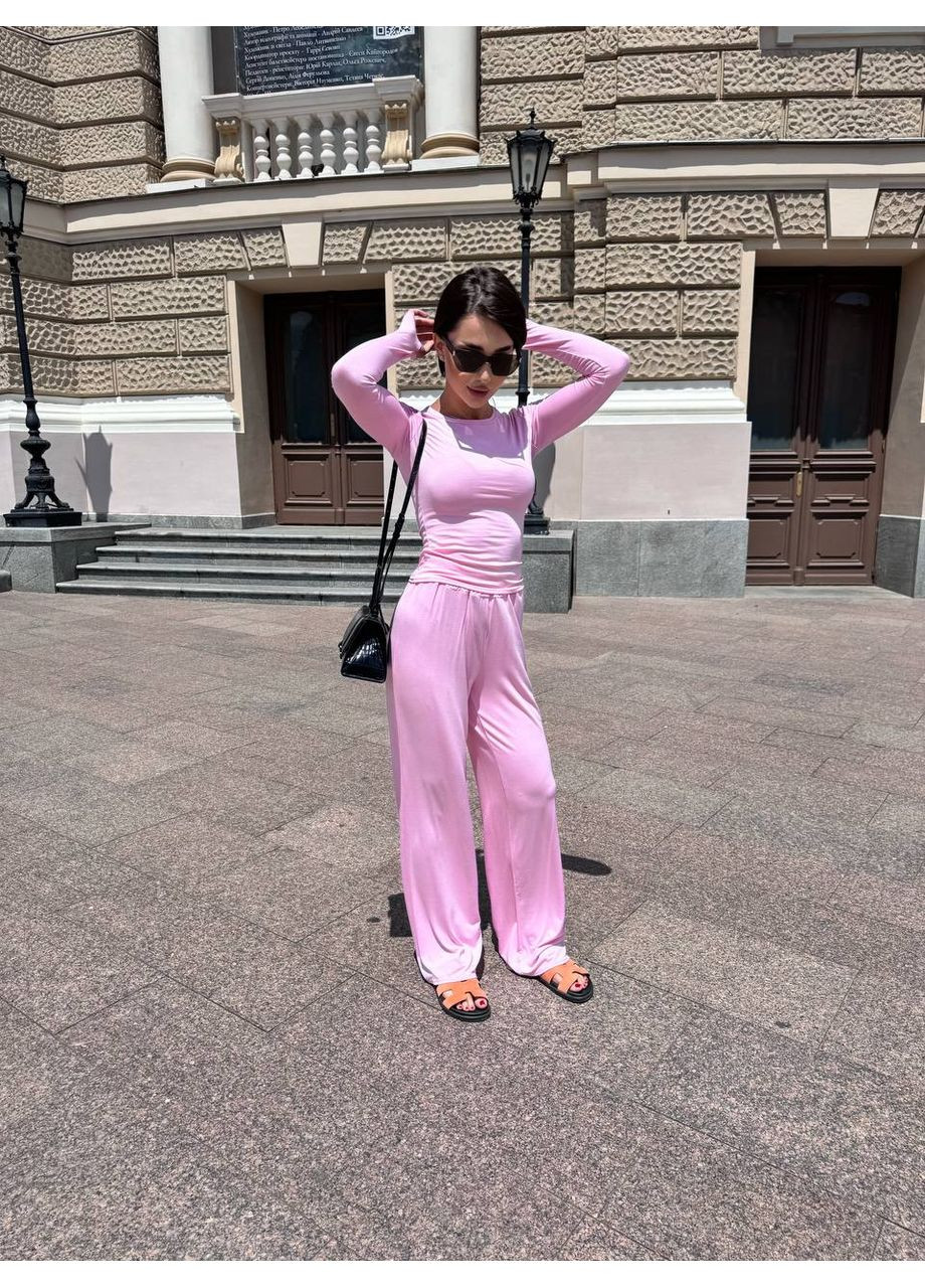 Трендовый женский костюм из натуральной вискозы (лонгслив + штаны) queensleep_7km 1581 (350199197)