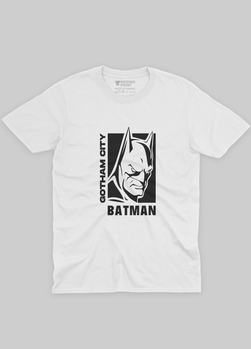 Белая мужская футболка с принтом супергероя - бэтмен (ts001-1-whi-006-003-008) Modno