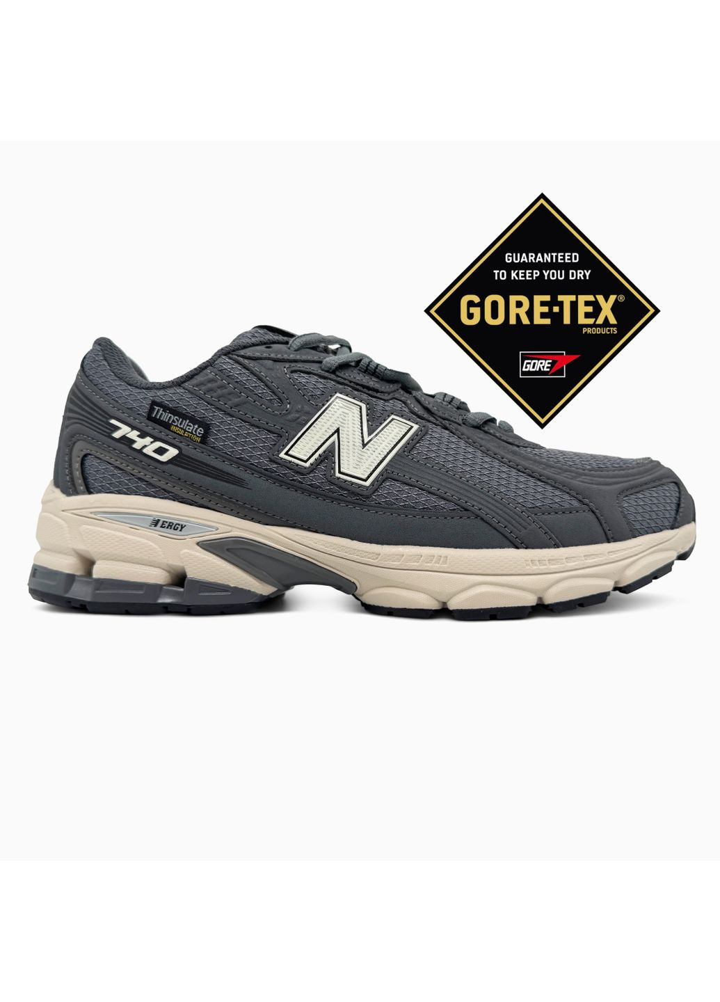 Сірі Осінні кросівки чоловічі new balance 740 grey / beige gore-tex нью беланс 740 No Brand