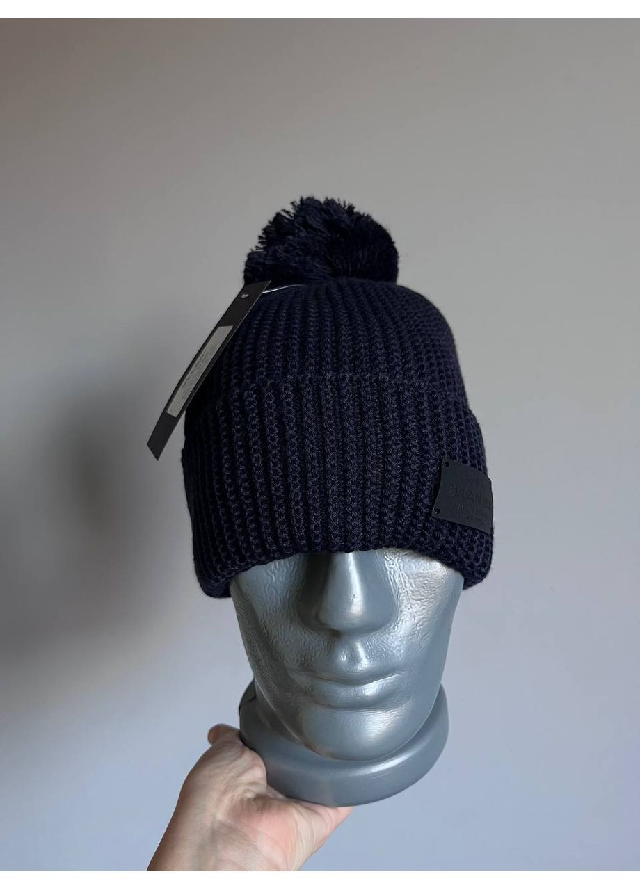 Тепла чоловіча шапка Maple, зимова в’язана, з флісом, чорна, з помпоном Ellan (364272970)