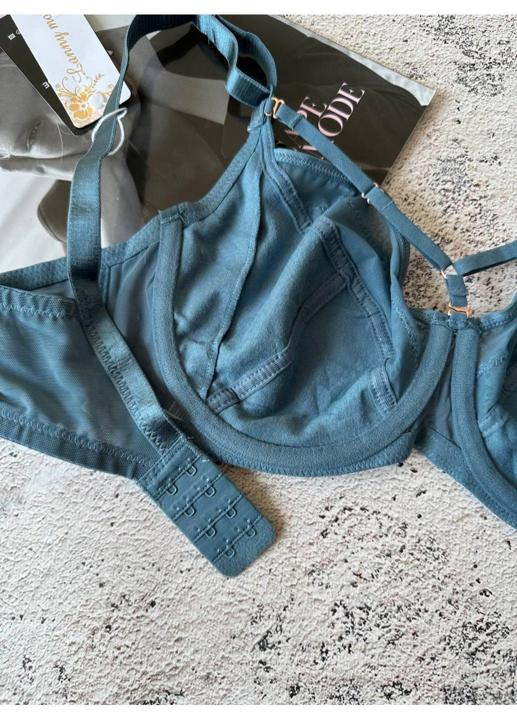 Синий бюстгальтер без поролона со стрепами синий Lanny Mode