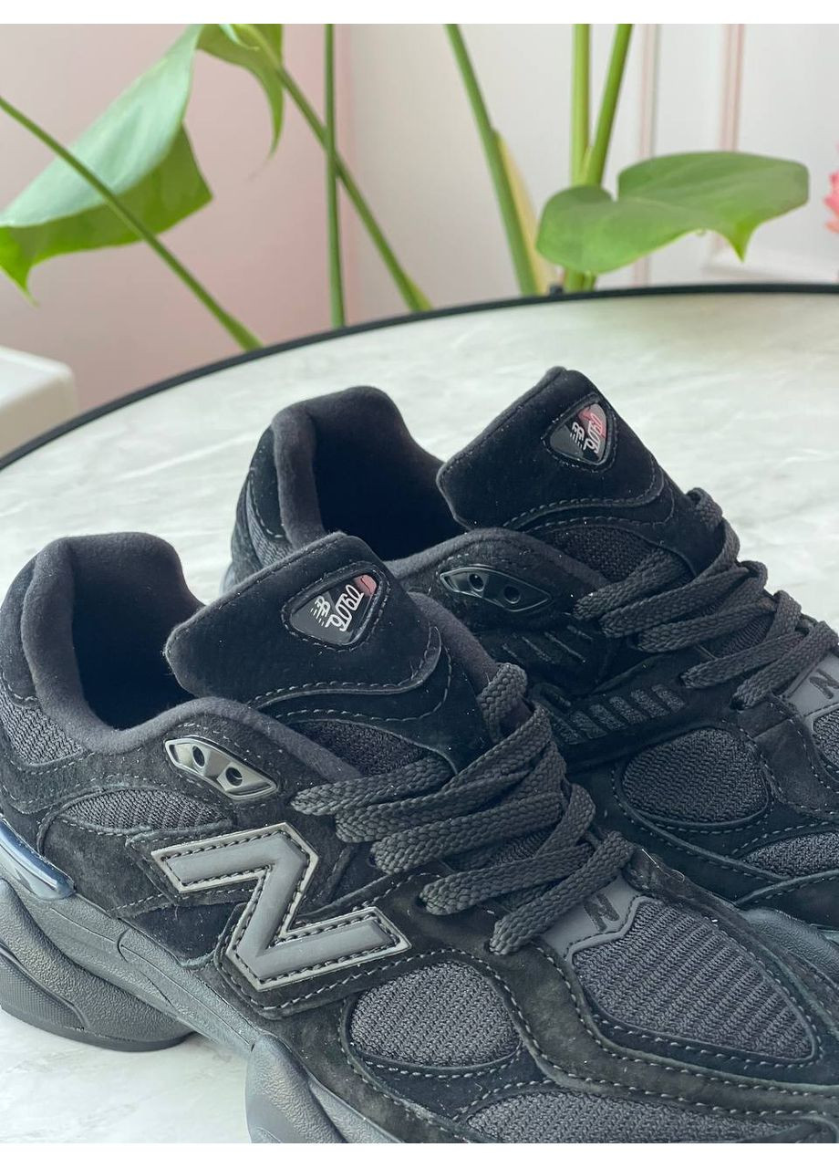 Черные демисезонные кроссовки мужские и женские new balance 9060 triple black | нью баланс 9060 черные No Brand