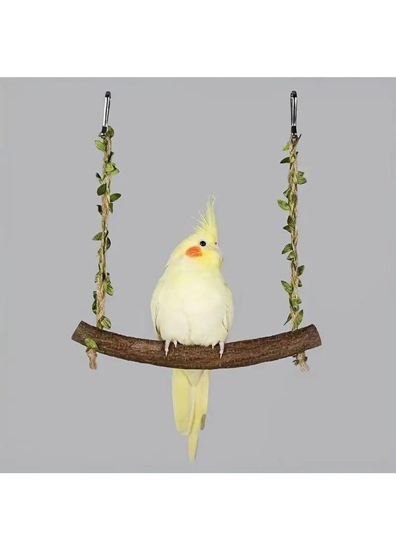 Качели для попугаев из натуральных материалов, размер 18х15 см, природная шеста для сточивания когтей. No Brand (370290527)