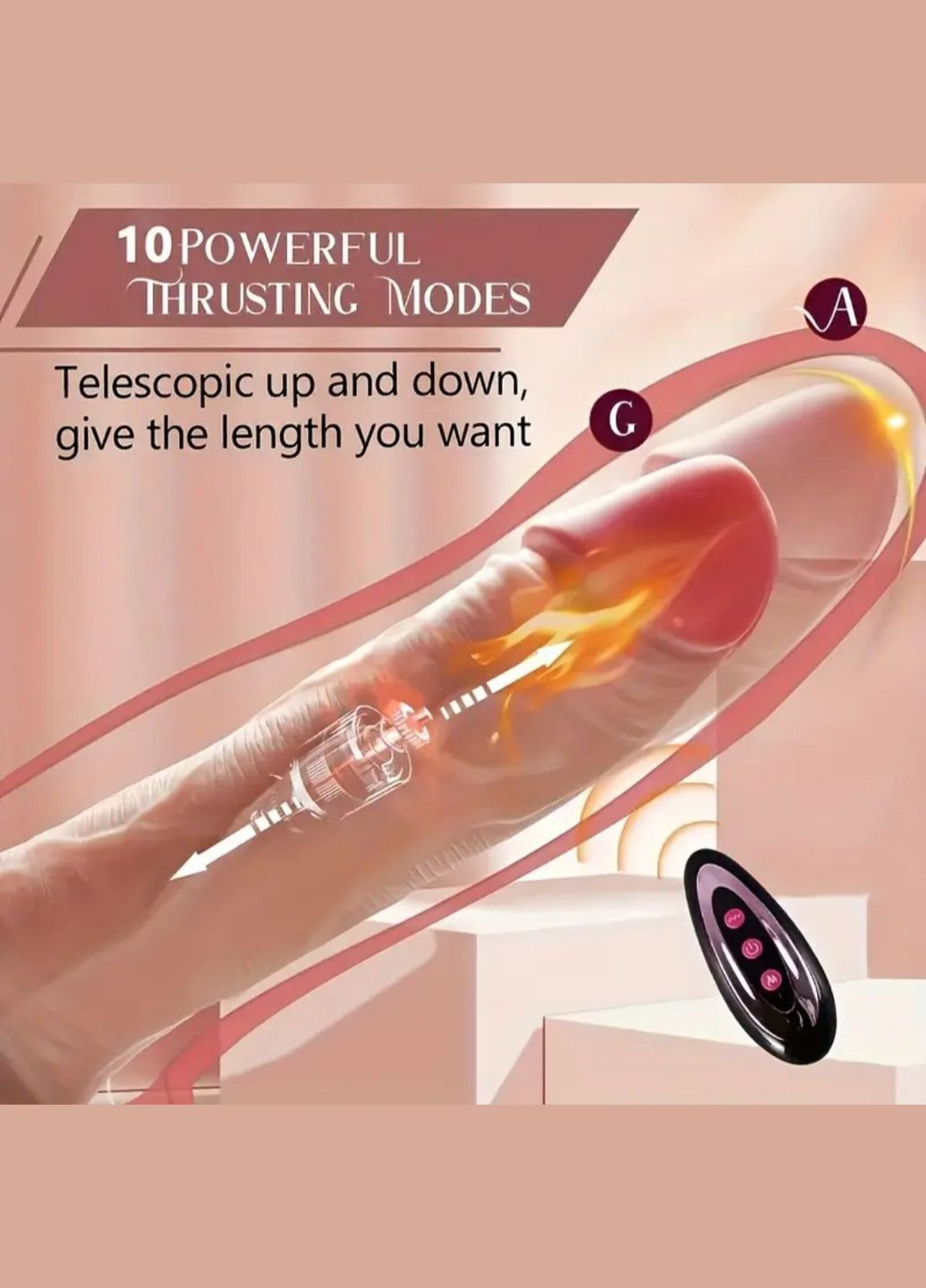 Реалистичный вибратор с подогревом и телескопическим механизмом вращения, с пультом управления No Brand (344547778)