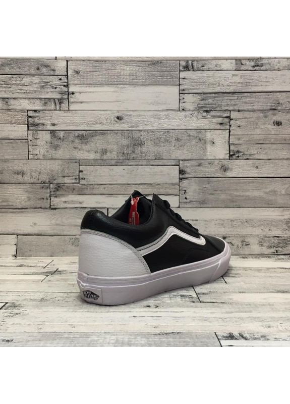 Чорні Осінні кеди чоловічі vans old skool black white leather ванс олд скул No Brand