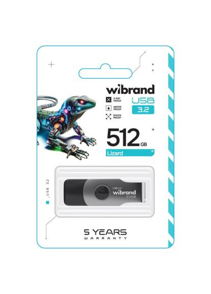 USB флеш накопичувач (WI3.2/LI512P9B) Wibrand 512GB Lizard Black USB 3.2 (366646457)