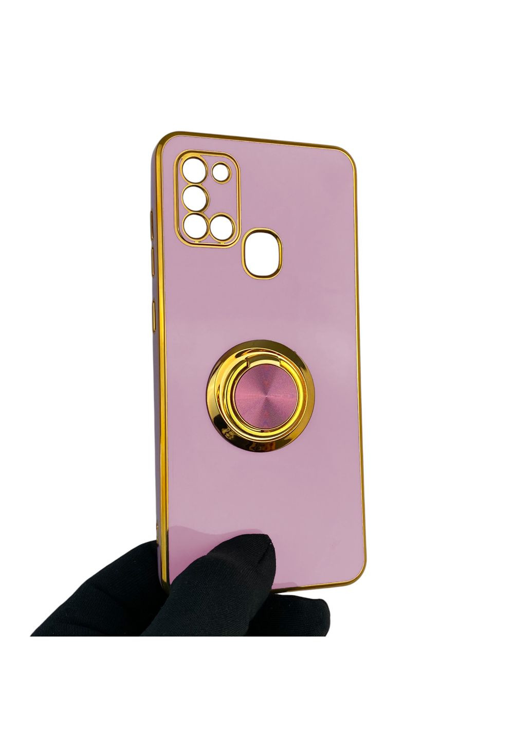 Чехол для Galaxy A21s SM-A217F с кольцом-подставкой с золотой окантовкой на самсунг а21с черничный gs1 Samsung (366227852)