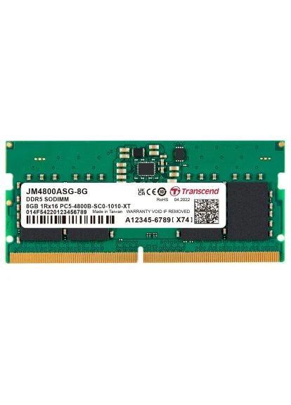 Модуль пам'яті для ноутбука (JM4800ASG-8G) Transcend SoDIMM DDR5 8GB 4800 MHz JetRam (366699386)