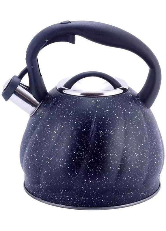 Чайник Whistling Kettle Marble 3л з нержавіючої сталі зі свистком (чорний мармур) Kamille (339778074)