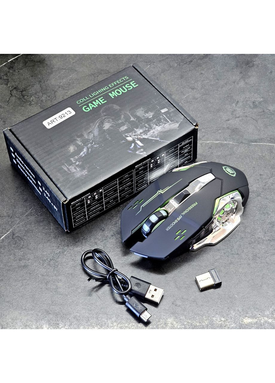 Бездротова ігрова мишка T2 з підсвічуванням, type-c зарядка black No Brand (355949687)