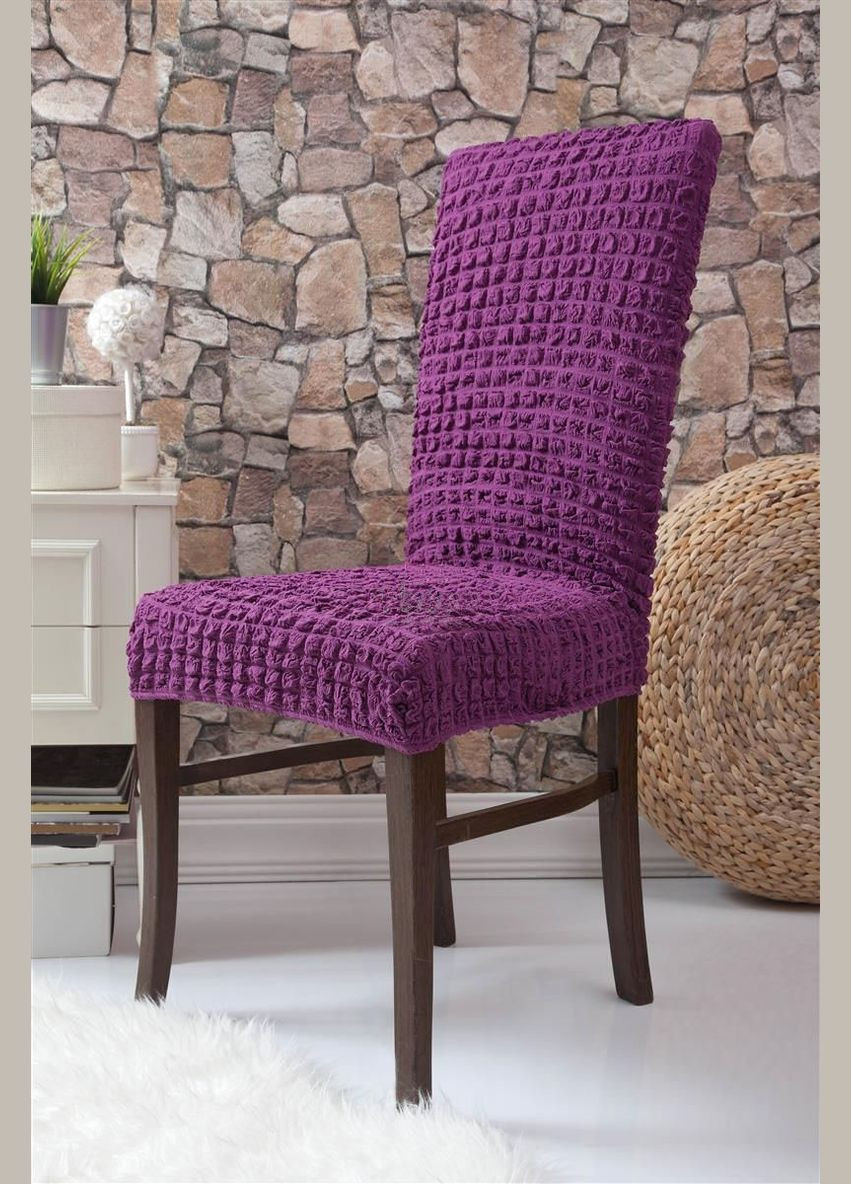 Чехлы натяжные на стулья без оборки (набор 6-шт) 10-225 Фиолетовый Venera (268998118)