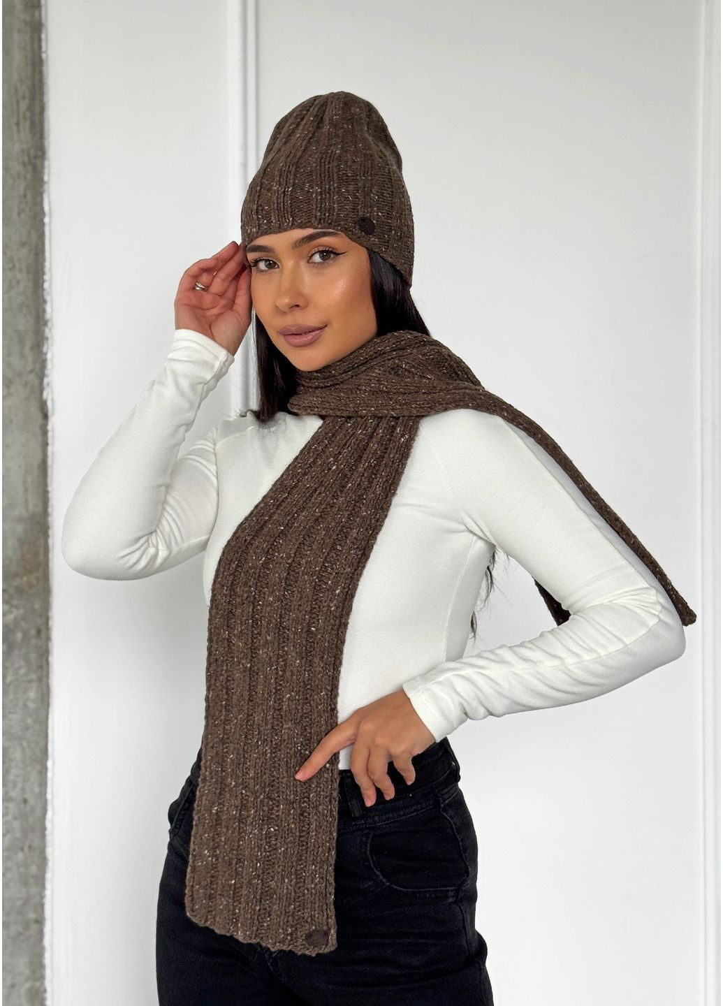 Женский демисезонный комплект – шапка и шарф INNOE Комплект шапка та шарф (369717149)