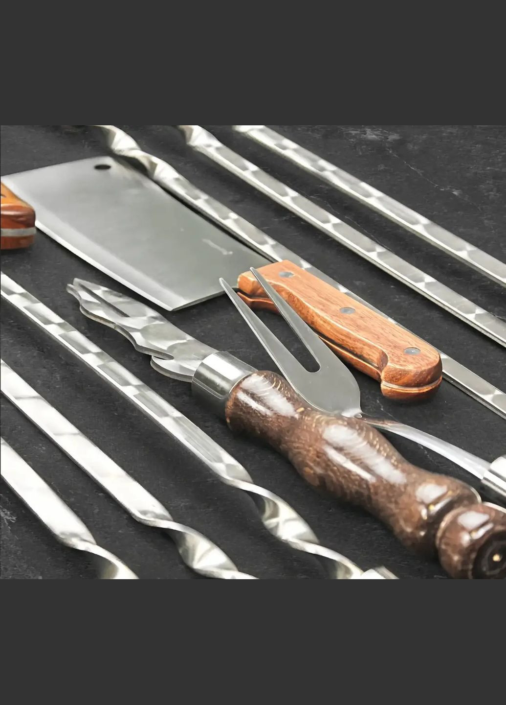 Набор для пикника с шампурами "Ран" в деревянном кейсе из 37 предметов на подарок куму, брату, свату, мужу Handmade WC-011 (346085173)